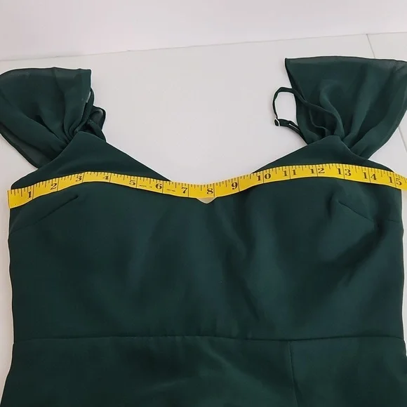 Birdy Grey Devin Chiffon Bridesmaid Gown Floor Length In Emerald NWT XS - Picture 10 of 12